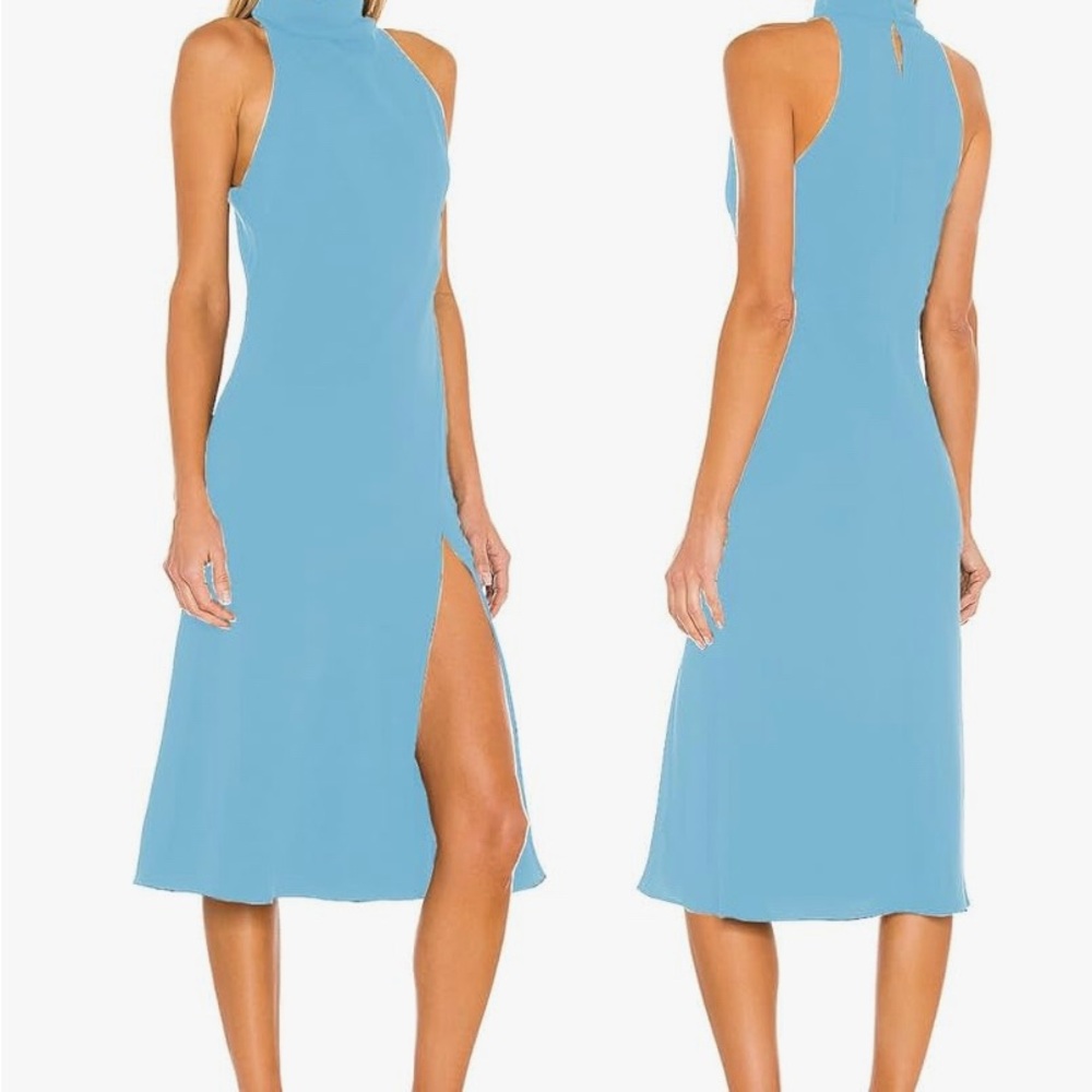 Chic Sleeveless Sky Blue Midi Dress